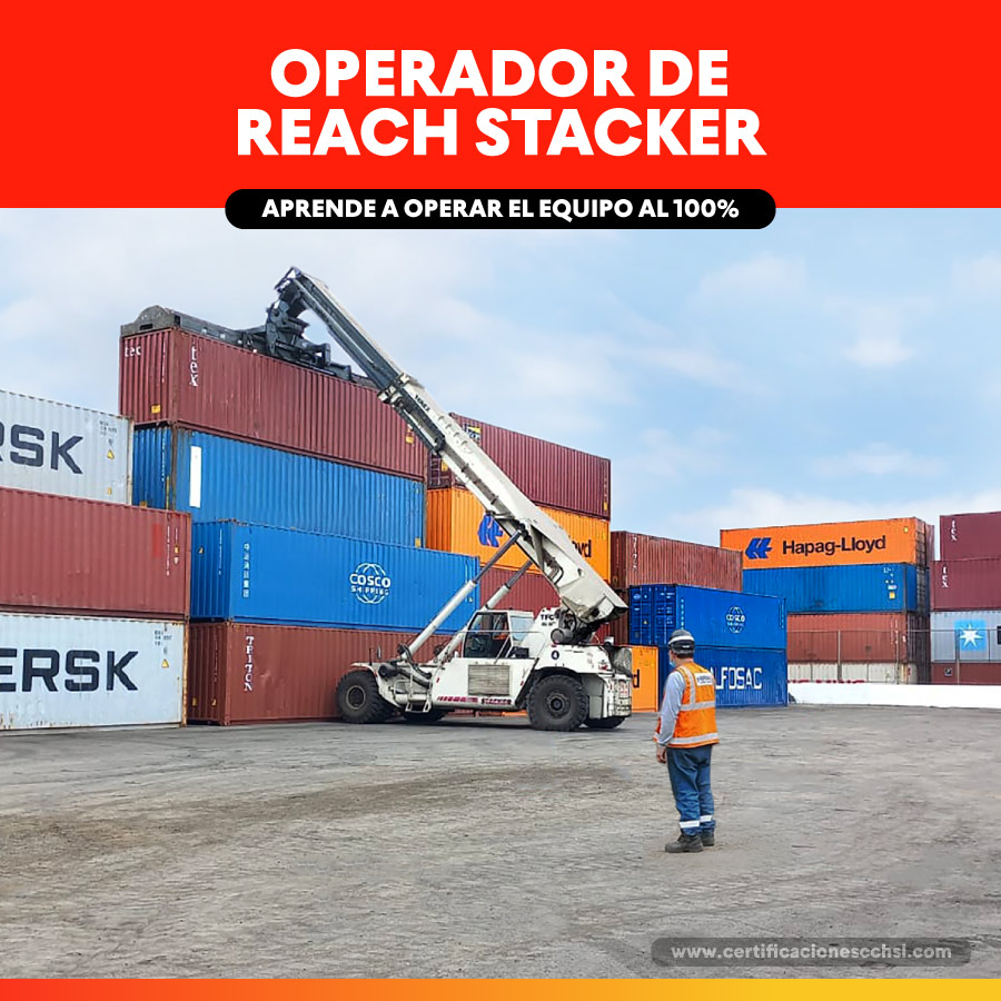 operador de Reach Stacker capacitado y certificado